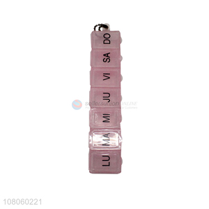 High quality pink plastic portable pill box for travel