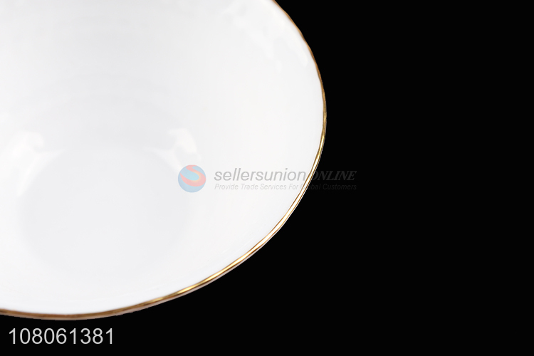 China products fashion gold brim opal glass soup bowl white dinnerware