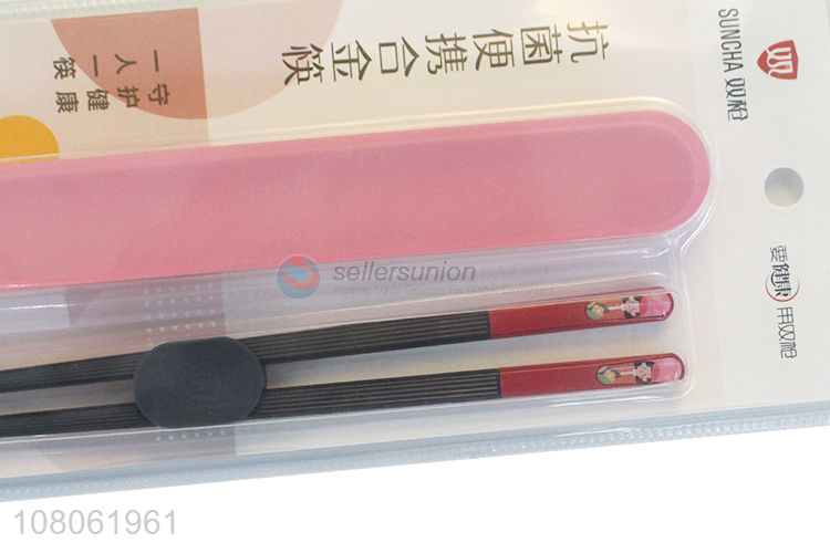 Good Sale Alloy Chopsticks With Storage Box Set