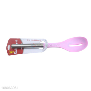 Good price stainless steel handle silicone slotted spoon