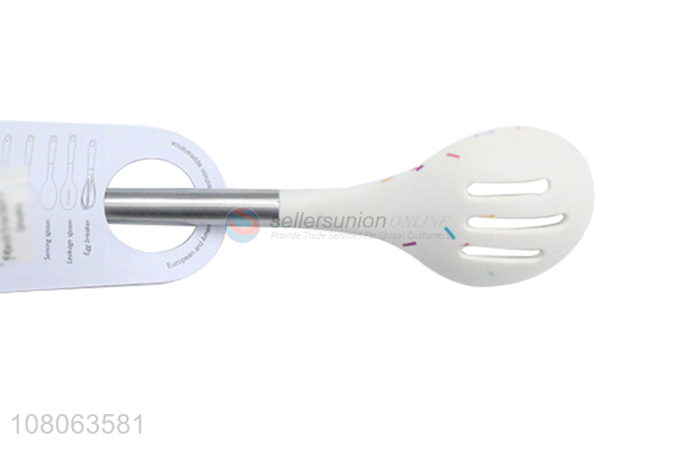 Latest style silicone slotted ladle with stainless steel handle