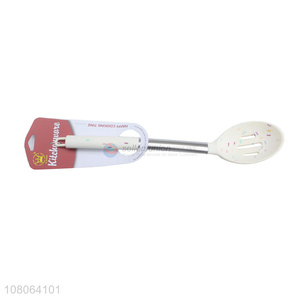 China supplier silicone slotted ladle with stainless steel handle