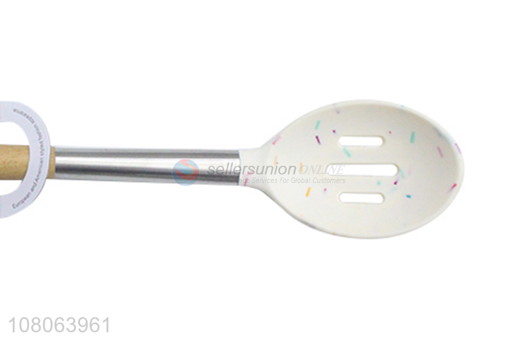 Best quality silicone cookware slotted ladle spoon