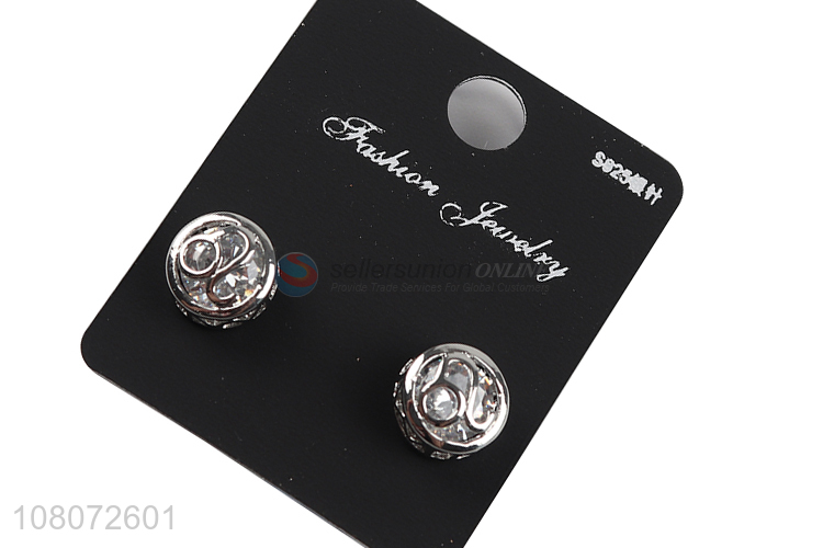 Factory supply silver round ear stud women earrings for sale