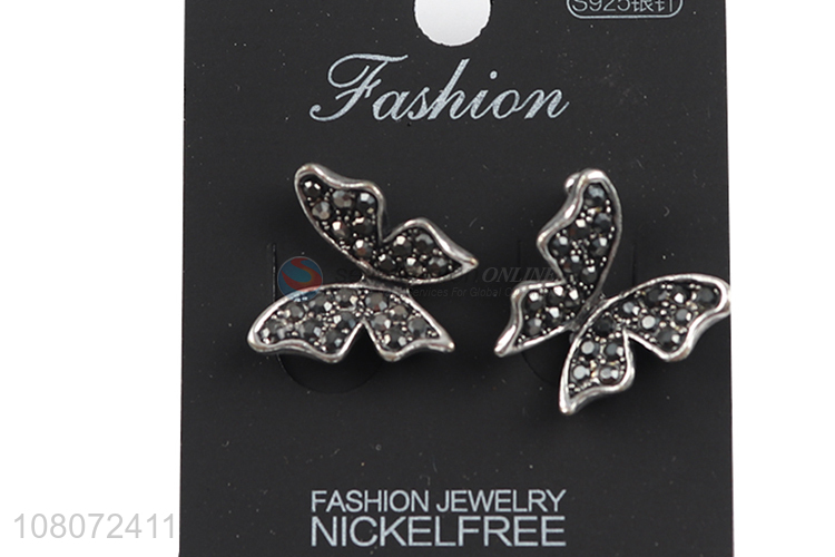 Hot sale silver butterfly shape fashion earrings ear stud