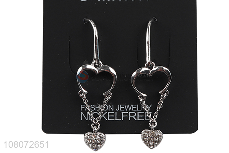 Top selling silver heart shape pendant women earrings