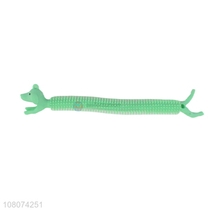 Yiwu supplier green cartoon caterpillar elastic toy vent toy