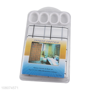 Wholesale Bathroom Waterproof Bath Curtain With Hook Set