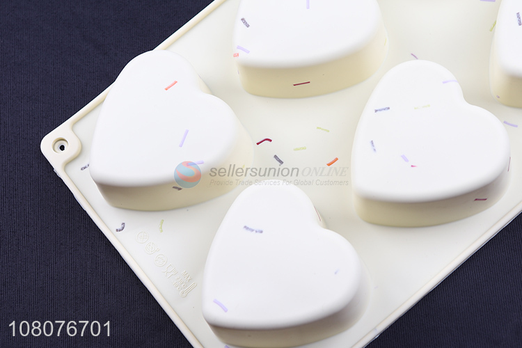 Good quality 6-cavity heart shape food grade silicone cake mould bakeware