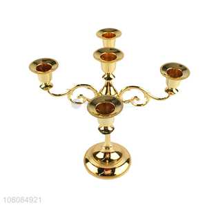 Yiwu market golden retro five-headed candle holder for household