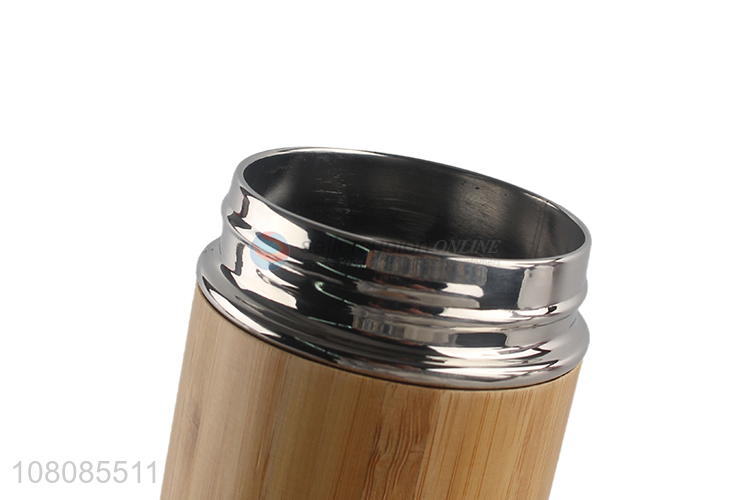 New arrival creative wood grain stainless steel vacuum themal water bottle