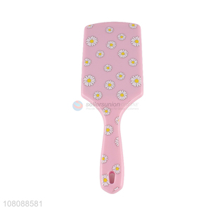 Yiwu wholesale pink hair comb brush with flower pattern