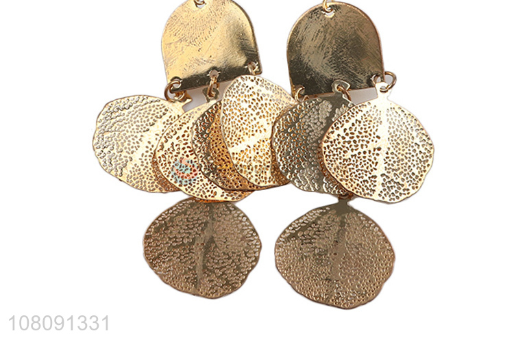 New Design Metal Leaves Drop Earring Ladies Hook Earring