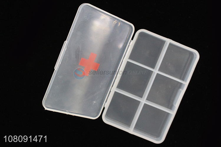 Top selling plastic 6compartment pill box medicine case
