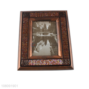 Online wholesale beaded wooden photo frame desktop picture frame