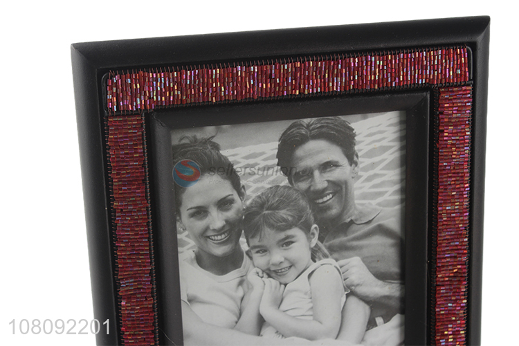 Recent design wooden picture frame tabletop beaded photo frame