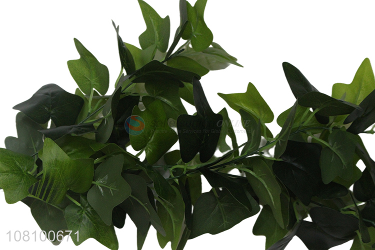 Low price decorative green leaves fake rattan plants
