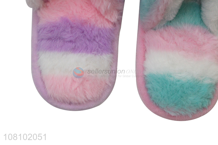 Hot products colourful soft fuzzy women slippers for sale