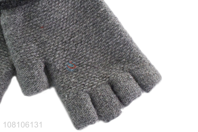 Factory direct sale gray half-finger gloves men winter gloves