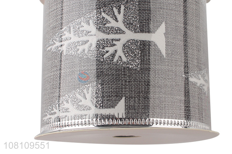 Bottom price silver glitter Christmas ribbon Xmas tree ribbon