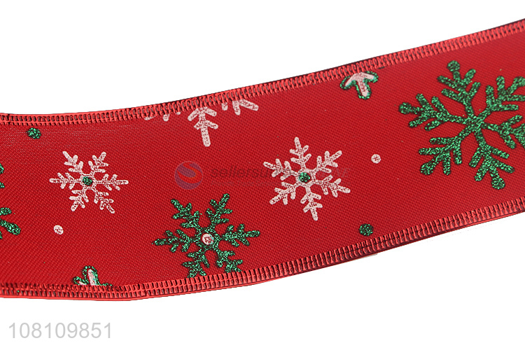 Bottom price Christmas ribbon snowflake ribbon holiday decor