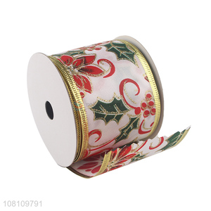 Recent design glitter printed Christmas ribbon for DIY craft