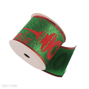 Creative Printing Glitter Christmas Polyester Ribbons Wholesale