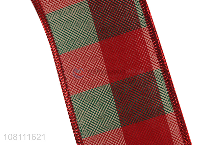 Wholesale Christmas Ribbons Wired Edge Plaid Ribbons For Decoration