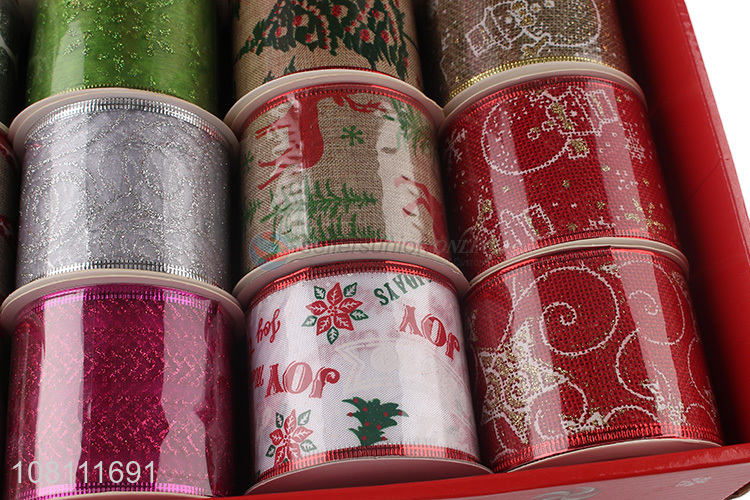 Popular Christmas Wired Edge Ribbons Fashion Ribbons Set