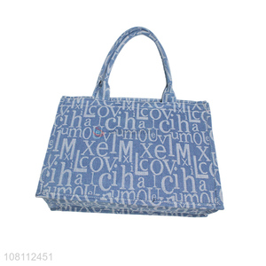 Wholesale fashionable letter printed denim tote bag shoulder bag