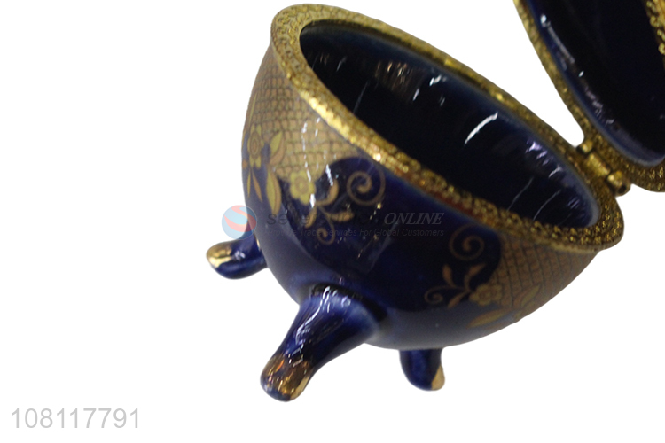 High quality exquisite ceramic egg shaped jewelry box for decor