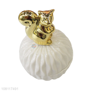 New arrival cute ceramic jewelry box squirrel trinket box