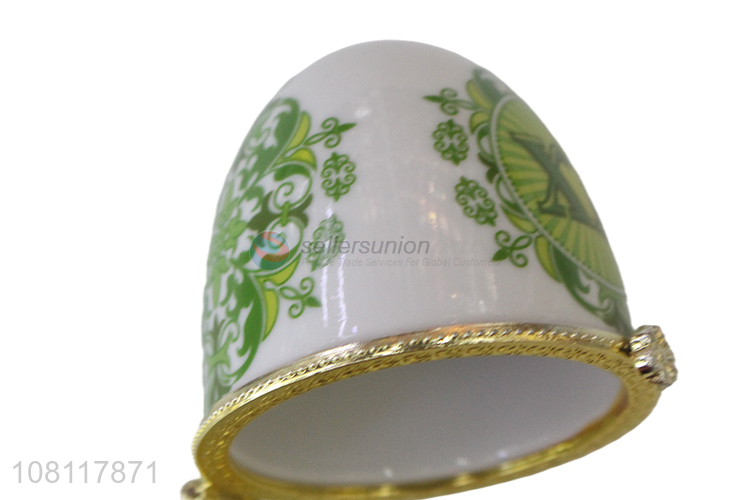 Wholesale luxury ceramic jewelry cases egg shaped trinket box