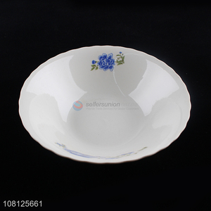 Top product large ceramic soup bowl with floral pattern