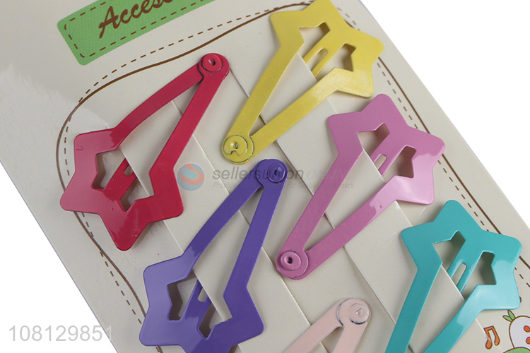 Best selling color cute pentagonal hairpins for children