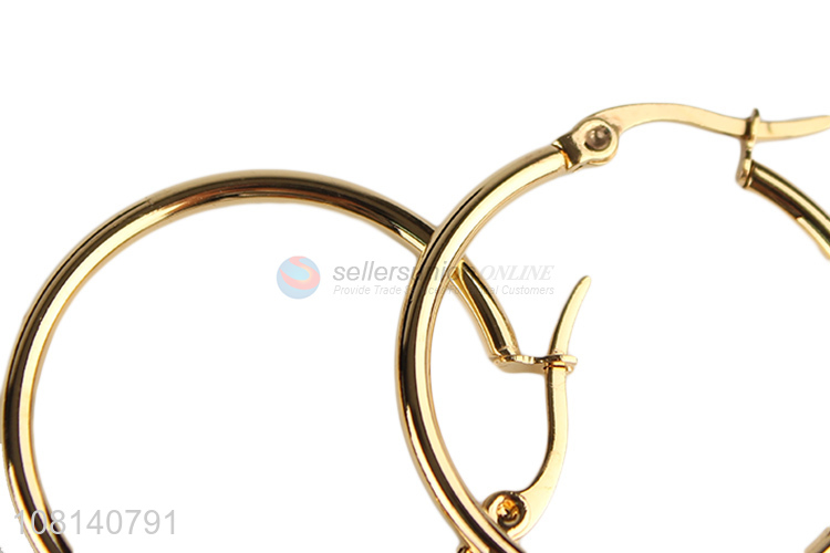 Cheap price golden stainless steel lady earrings for sale