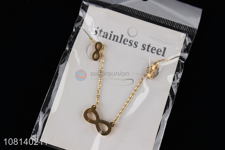 Factory supply stainless steel necklace ear studs set for sale