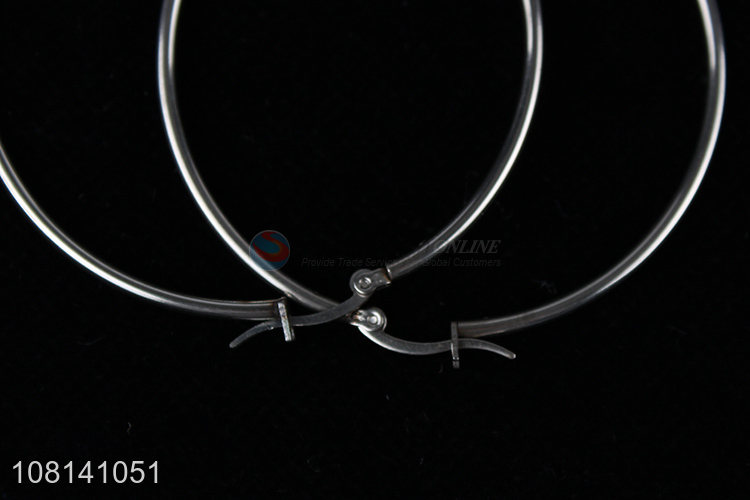 Good quality silver large hoop earrings ear studs wholesale