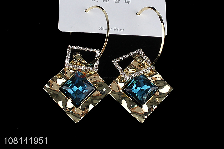 Fashion design silver post statement earrings gem drop earrings