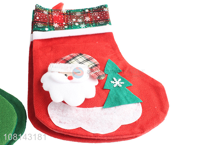 High quality linen cartoon Christmas stocking holiday ornaments