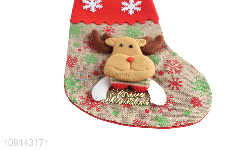 Wholesale linen cartoon Christmas stocking Christmas ornaments