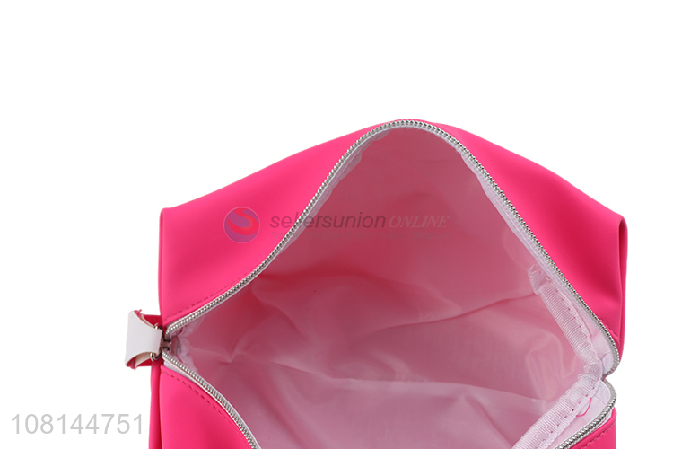 China factory rose red portable makeup bag with zipper