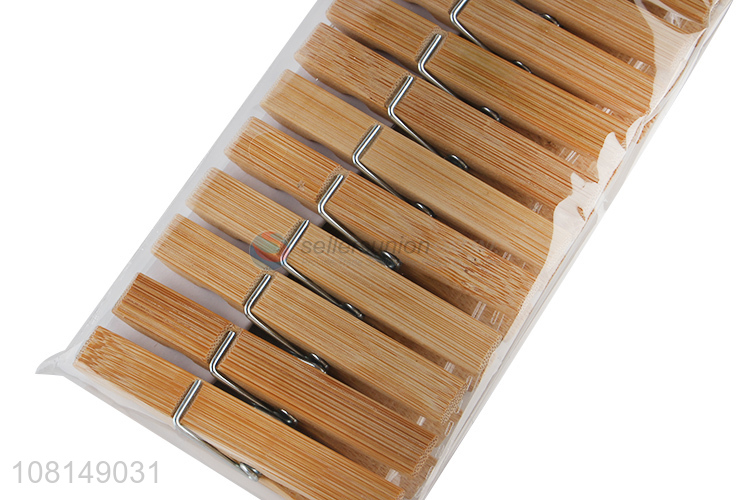 China wholesale 12pieces bamboo clothes pegs clips