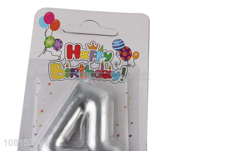 Good quality metallic number candle silver birthday candle