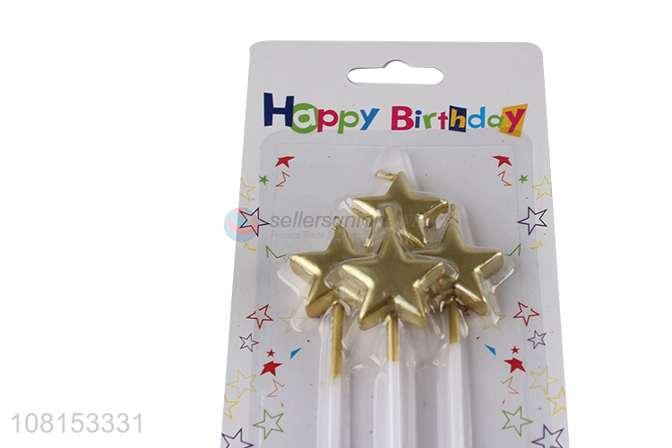 Popular product metallic star shape candle gold cake candle