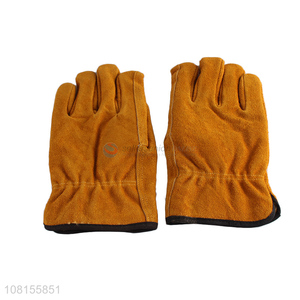 Good quality winter fleece lined leather safeth work gloves