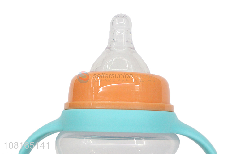 Top selling cute design baby feeding bottle with handle