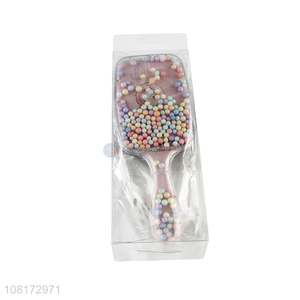 Fashion Colored Beads Plastic Hair Brush For Long Hair