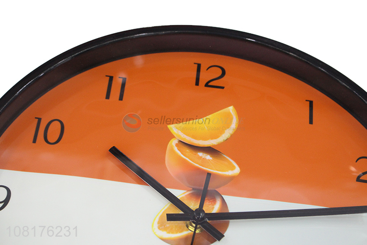 New product decorative battery operated round orange wall clocks