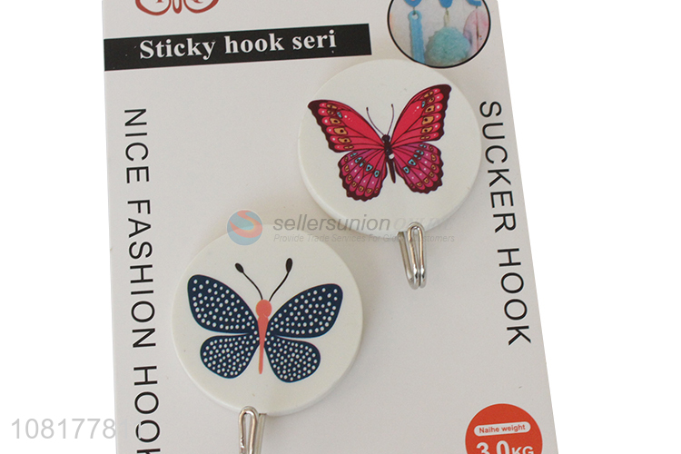 Latest design butterfly pattern household sucker hook sticky hooks